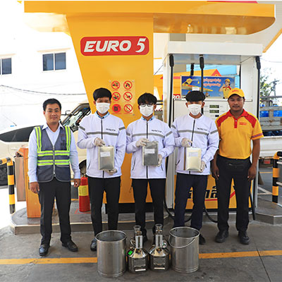 Q.C Inspector of Kampuchea Tela Company inspected the quality and quantity of gasoline and diesel Tela Khmer 