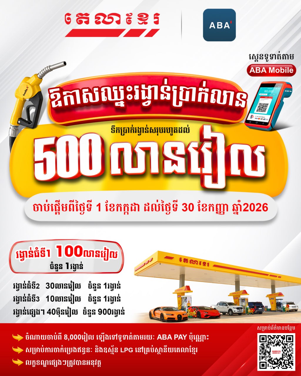 ឱកាសឈ្នះរង្វាន់ប្រាក់លានពីតេលាខ្មែរ និង ធនាគារ ABA !!